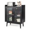 Kitchen Buffet Sideboard with 2 Tempered Glass Doors and Drawer-Black